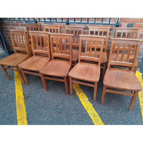 Ten vintage oak school chairs A/F made by Glennisters, High Barnebys
