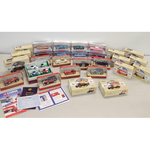 19 - A mixed lot of boxed Corgi, Dinky and Matchbox model cars to include 11 boxed 'Classic Public Transp... 