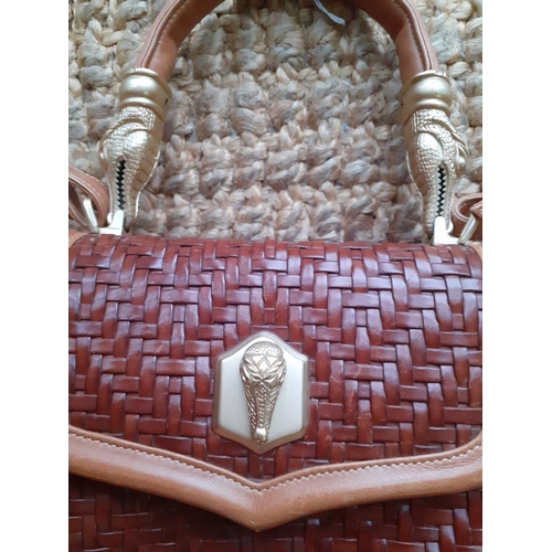 6 - Barry Kieselstein-Cord (BKC) vintage iconic Trophy brown woven leather handbag with additional remov... 