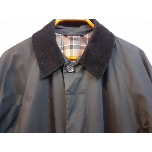 1 - Barbour-A gents lightweight three quarter coat in black with black corduroy collar, tartan lining, t... 