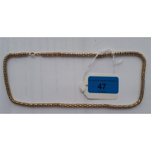 47 - A 9ct gold necklace stamped 375, 9.06g
Location: CAB