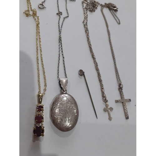 49 - Twentieth Century costume jewellery, cufflinks and watch chains to include 2 white metal cross penda... 