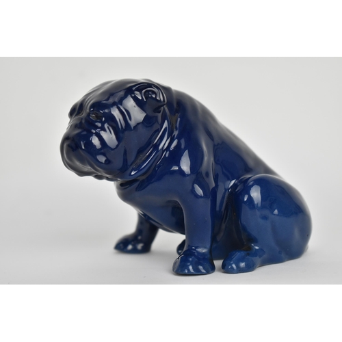 A rare Royal Doulton Titanian ware blue glazed model bulldog with printed and impressed factory marks, inscribed 122, 10-20, 7cm high
Condition: No damage