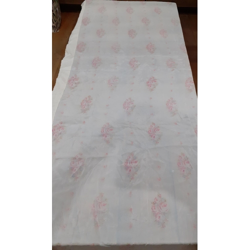 25 - An Art Deco cream silk panel (2 scarves sewn together) with geometric design of triangles, lines and... 