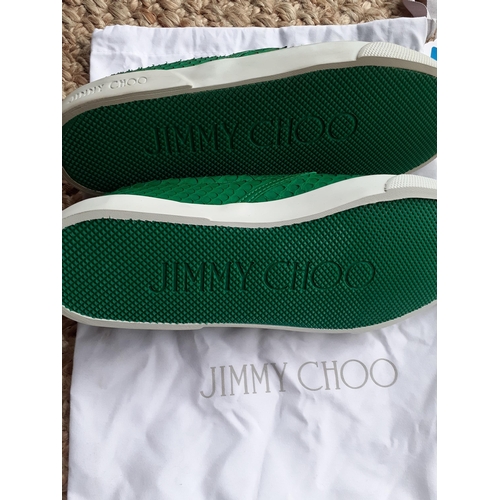 3 - Jimmy Choo-A pair of Unisex green snakeskin effect leather leisure shoes, never worn, European size ... 