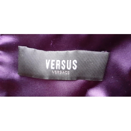 5 - Versus Versace-A deep purple and part velvet sleeveless and knee length dress with purple satin lini... 