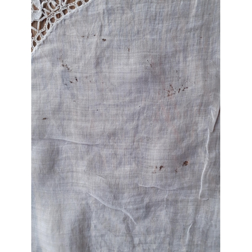 55 - Two early 20th Century French white silk handkerchiefs with applique surround together with 2 embroi... 