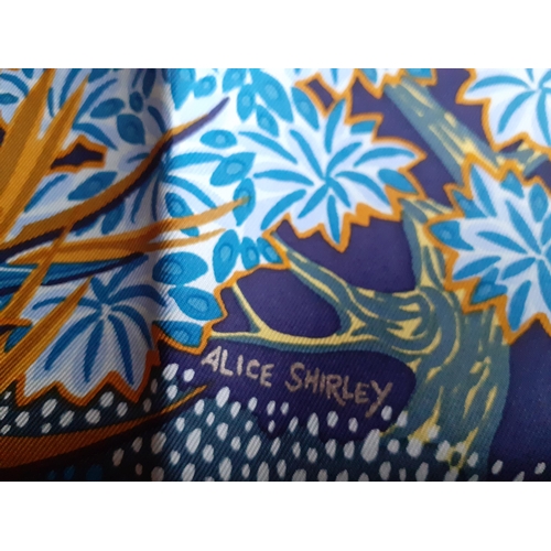 7 - Hermes-A silk Mountain Zebra scarf designed by Alice Shirley in a turquoise colour way, 90cm x 90cm,... 