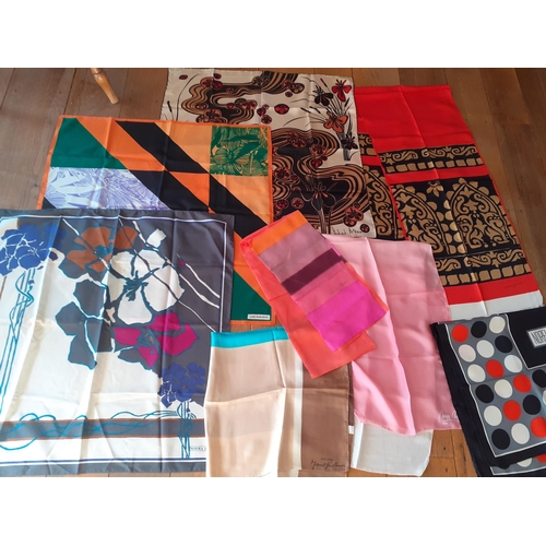 60 - A quantity of vintage silk, cotton and chiffon scarves to include Pierre Baccara, Marcel Guillemin, ... 