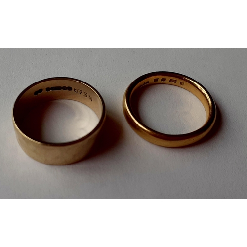 12 - A 22ct gold wedding band, 5.99g together with a 9ct gold wedding band, 3.95g
Location: Cab