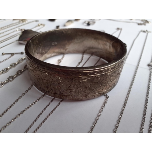 34 - A Smith & Pepper Ltd, Birmingham, engraved bangle A/F, date letter mark E, 34.2g (dented) together w... 