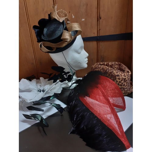 40 - Three modern fascinators to include the milliners Laurence Leleux and Mad Hatter together with a mod... 
