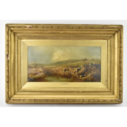 Thomas Blinks (1860-1912) British
'In Full Cry', depicting a hunting scene with hounds chasing a fox, signed lower left and dated 'TBlinks 94', oil on canvas, 39 cm x 19 cm, within a glazed giltwood frame
Location: BWR