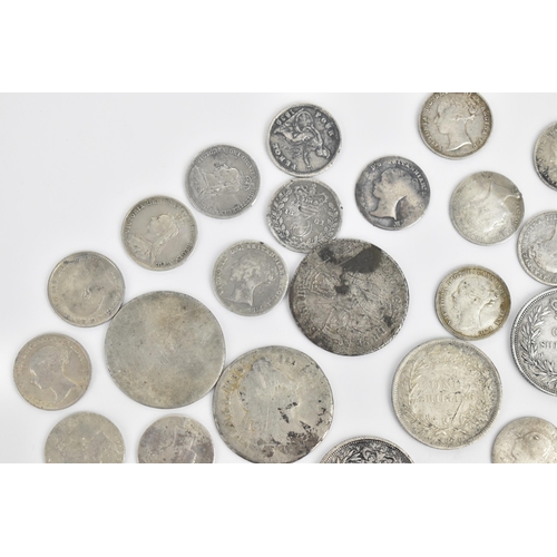 60 - Mixed silver coinage of William III and Victorian to include four shillings of William III (1694-170... 