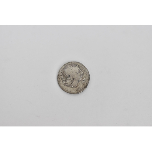 11 - Roman Republic (509BCE-27BCE) - a silver Denarius circa 116BCE-115BCE, obverse depicting a helmeted ... 