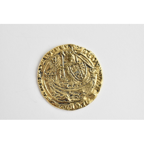 27 - Edward III (1327-1377) 'Fourth Coinage' (1351-77), Treaty period (1361-969) half noble, Calais, King... 