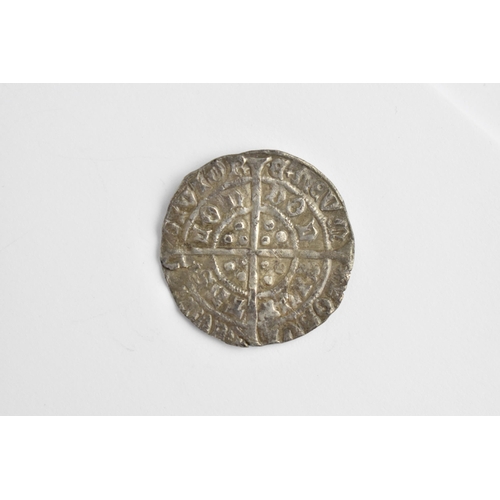 31 - Edward IV/V silver groat, London mint quatrefoil or rose by bust, crack above crown, 2.8g