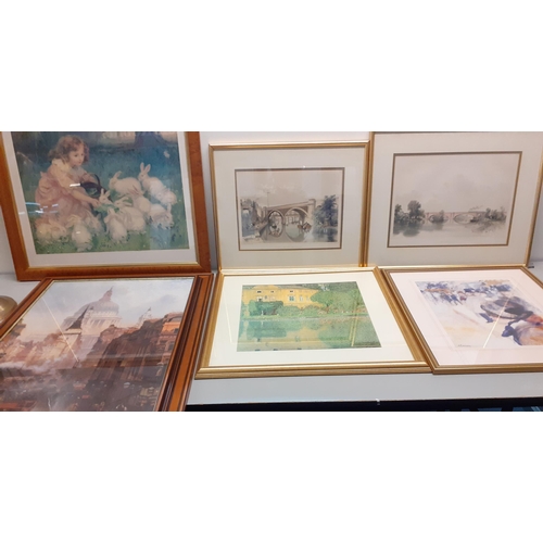 25 - Six prints to include reproduction of Gustav Klint, Renoir, John O'Conner, Frederick Morgan
Location... 