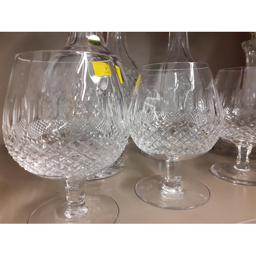 3 - Waterford Colleen crystal glassware comprising a pair of wine decanters, a brandy ships decanter and... 