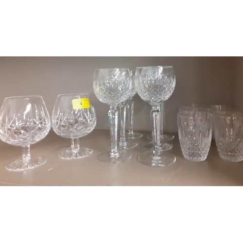 4 - Waterford Colleen and Lismore crystal glasses to include six Colleen hock glasses and six small tumb... 