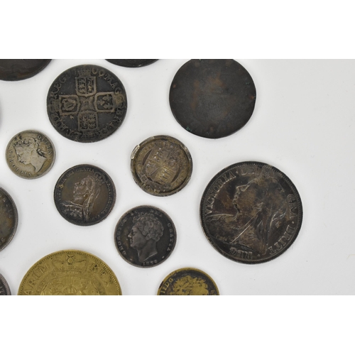 6 - A collection of 18th century and later British coinage to include a 1709 Queen Anne 'Third Bust' shi... 