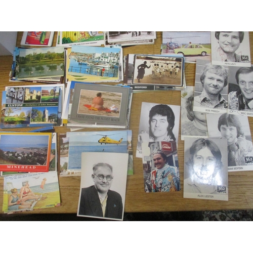 37 - A quantity of topographical and humorous postcards, circa 1930s and later, along with theatrical pos... 