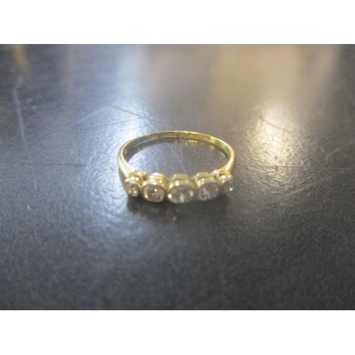 48 - A George VI 18ct gold and platinum five stone diamond ring, makers mar HW Ltd, total weight 1.8g, Lo... 