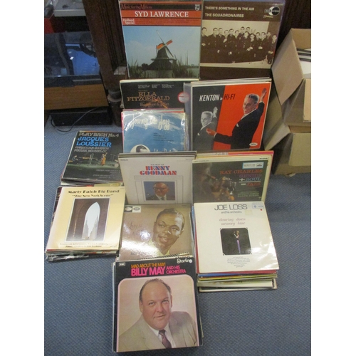 49 - A selection of LP records to include many jazz, swing and big band including Bob Miller, David Brube... 