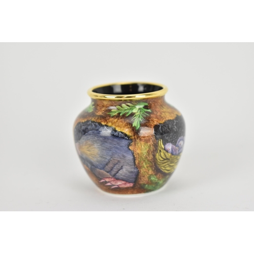 17 - A Moorcroft Enamels Ltd limited edition miniature baluster vase, painted by Faye Williams, 'Mole', i... 