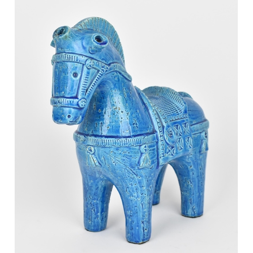 7 - A 20th century Italian Rimini blue glazed pottery model of a horse, probably by Bitossi, designed by... 