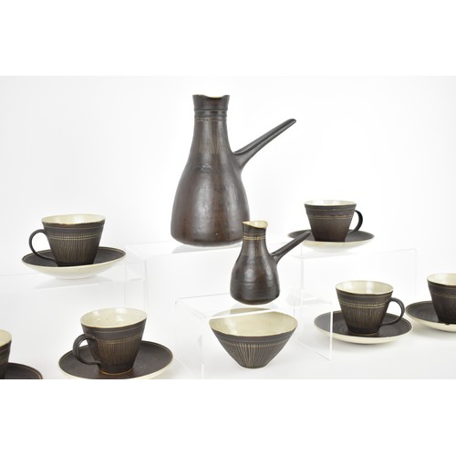 1 - ‡ Dame Lucie Rie DBE (1902-1995), a stoneware coffee set, comprising a coffee pot, milk jug, sugar b... 