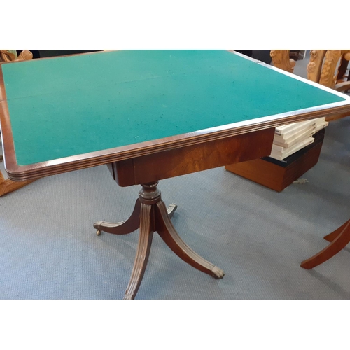 38 - A Bevan Funnel reproduction mahogany card table with playing cards and accessories, Location: A1B