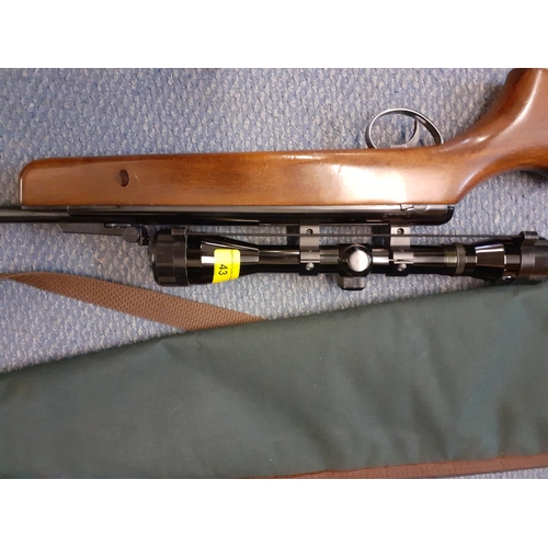 43 - A BSA .22 air rifle with telescopic sight and gun case, Location: BWL