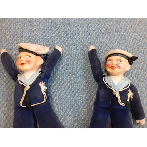 46 - A pair of Norah Welling cloth sailor boy dolls, circa 1960, with Highland Brigade to their hats, hav... 