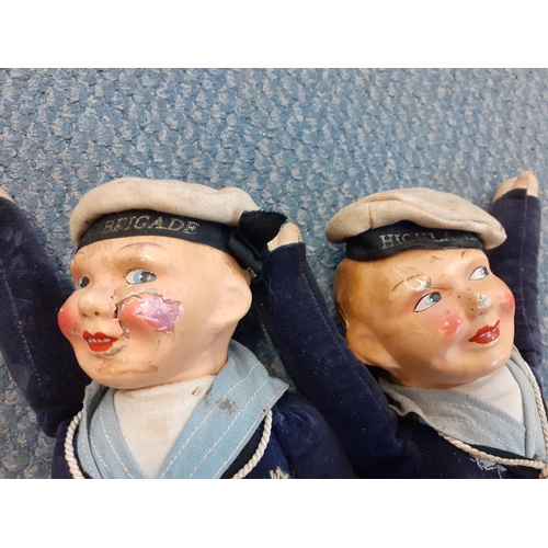 46 - A pair of Norah Welling cloth sailor boy dolls, circa 1960, with Highland Brigade to their hats, hav... 