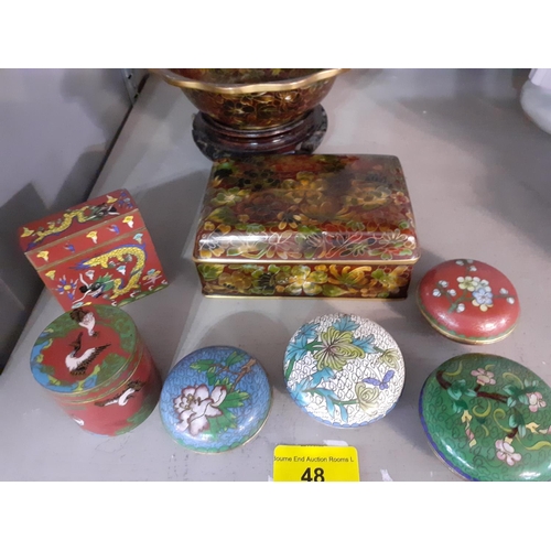 48 - A group of cloisonne ornaments to include Chinese examples, Location: 2.3