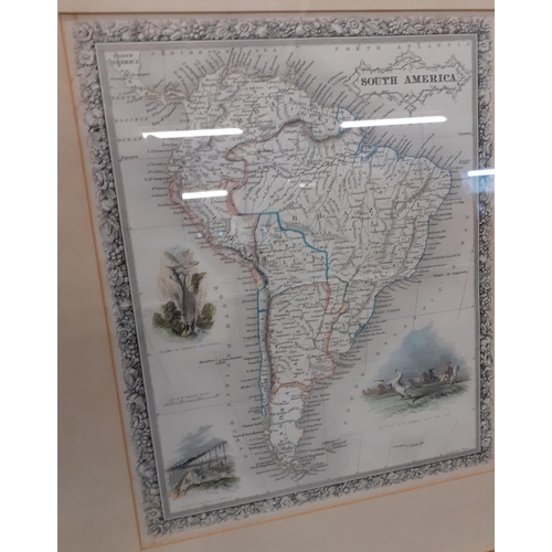 52 - Three framed maps to include a map of Brazil with Guiana and Paraguay, published for the proprietors... 