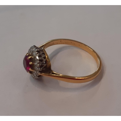 1 - An 18ct gold, ruby and diamond cluster ring, total weight 2.7g, UK ring size N
Location: Cab2