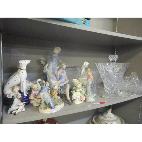 25 - A mixed lot to include cut glassware, Lladro and Nao figures and other items
Location: 8.4