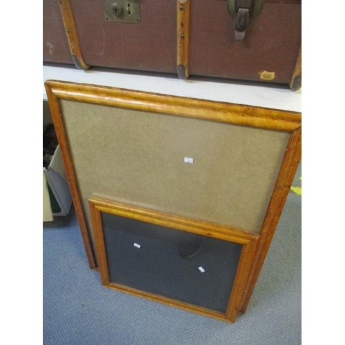 35 - A mixed lot to include an Edwardian footstool pine dressing table mirror, a canvas bound travel trun... 