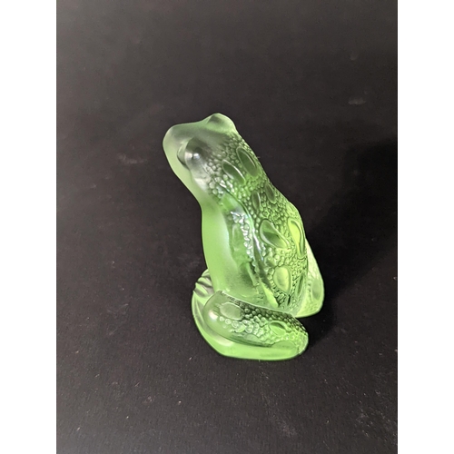 6 - A Lalique green frosted model of a seated frog, approximately 5cm tall 
Location: 2.1