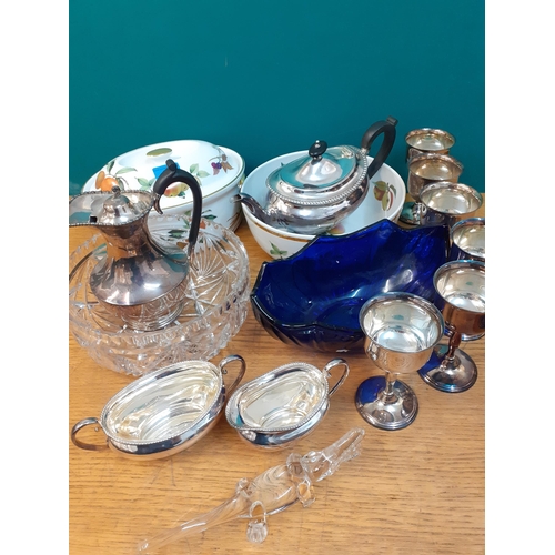 31 - Mixed ceramics to include Royal Worcester Evesham oven ware together with a silver plated tea set an... 