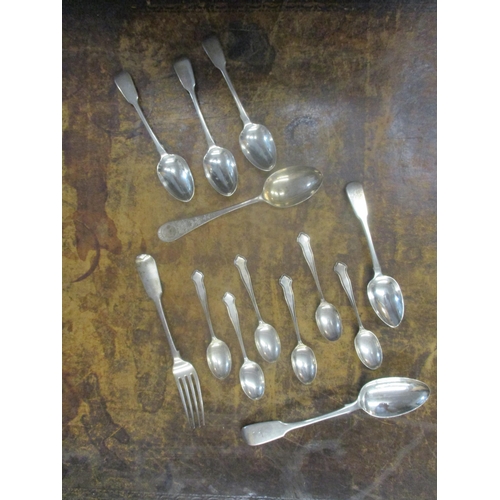2 - A selection of Georgian, Victorian and later silver spoons and a fork, mixed dates and makers, total... 