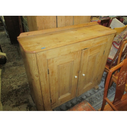 38 - A Victorian pine proving side cabinet with twin cupboard doors raised on later block feet 108cm x 12... 