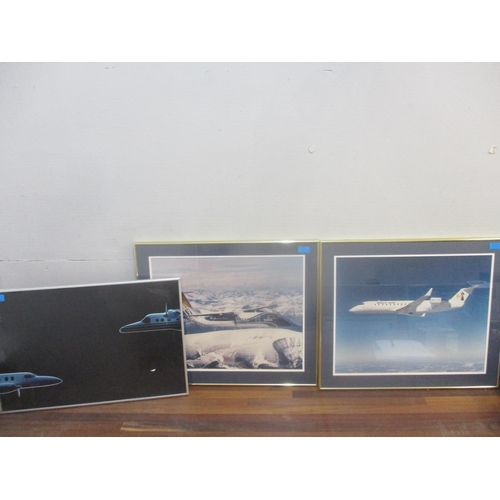 50 - Twenty two framed and glazed prints of aircraft and ships to include three SAAB style prints signed ... 