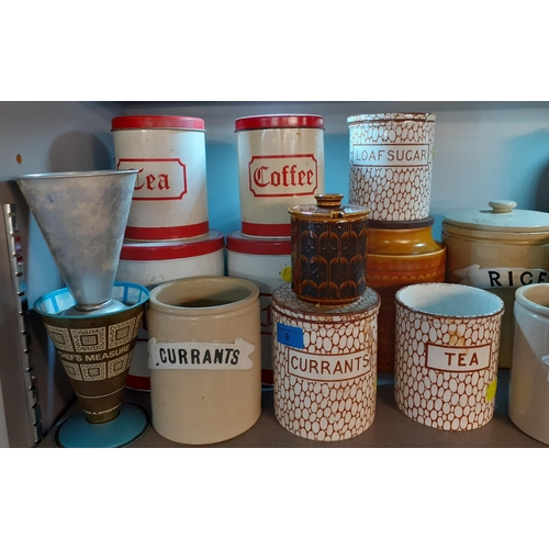 9 - Maling cobblestone kitchen storage jars A/F, tin storage cannisters and mixed kitchenalia
Location: ... 