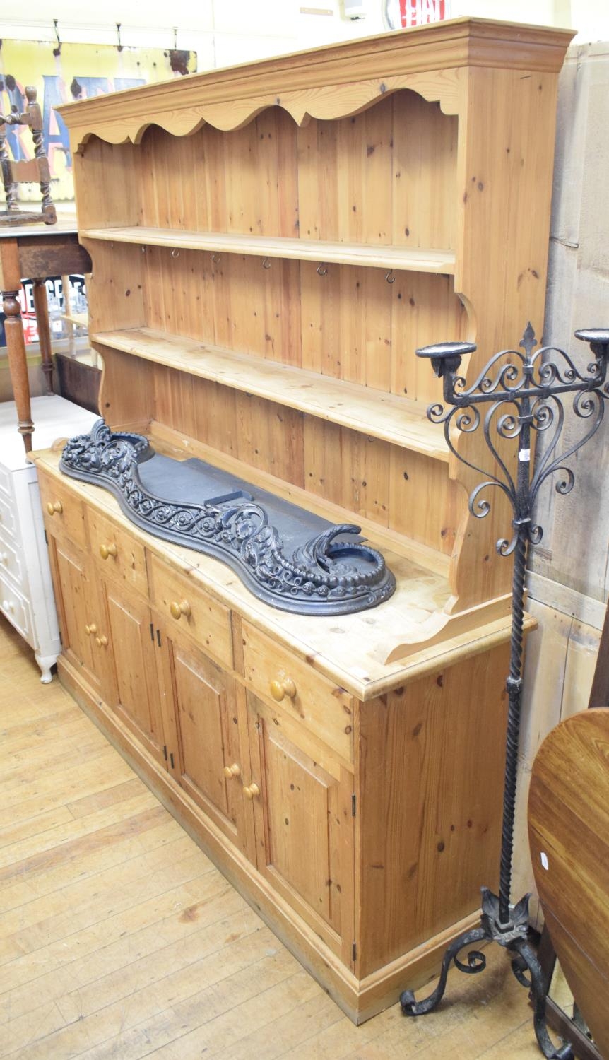 A Pine Kitchen Dresser And Plate Rack 183 Cm Wide