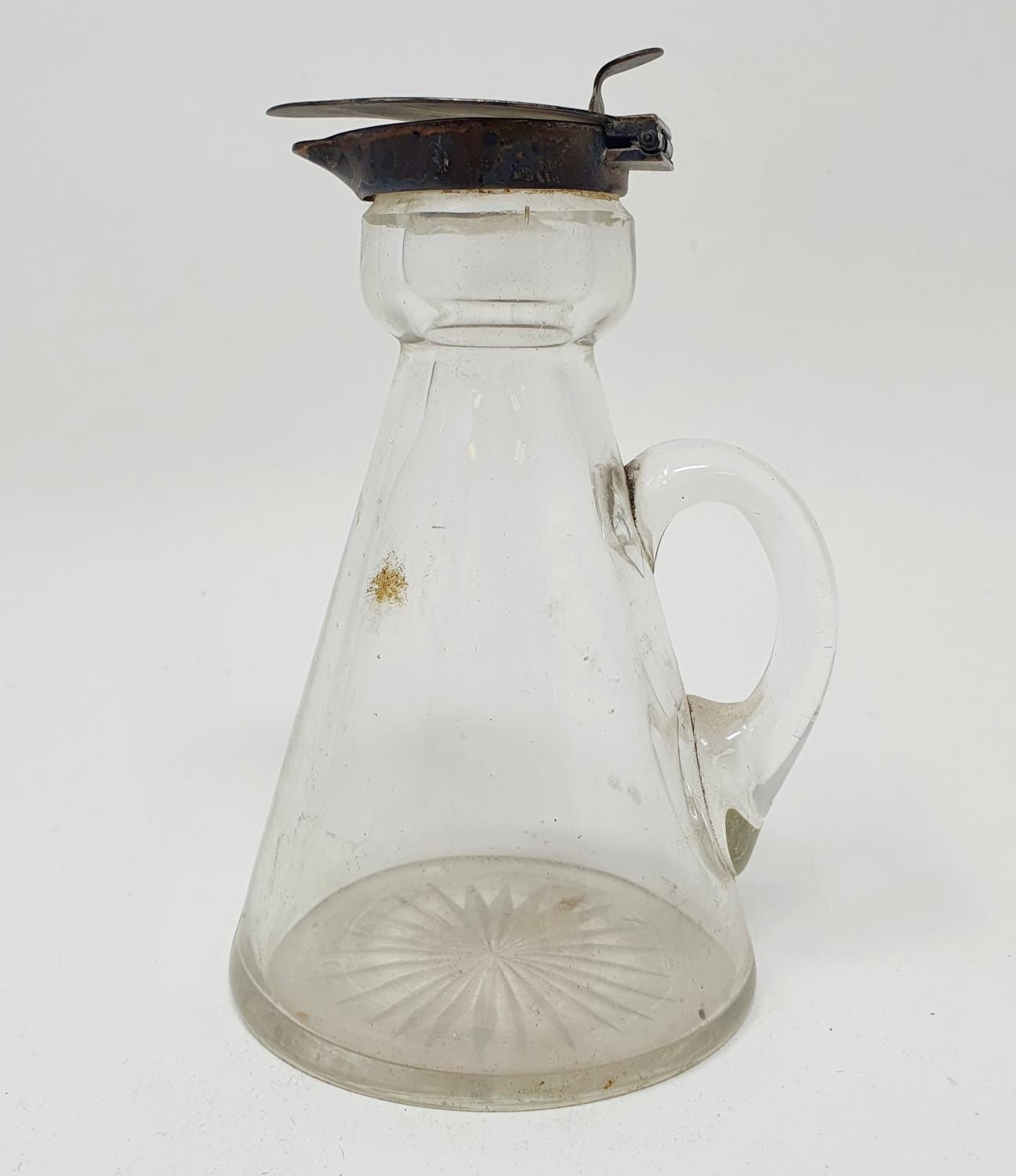 A V silver and glass whisky noggin, 11 cm high