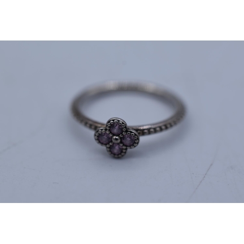 Pandora Silver 925 ALE 50 Floral Ring Complete with Original Box