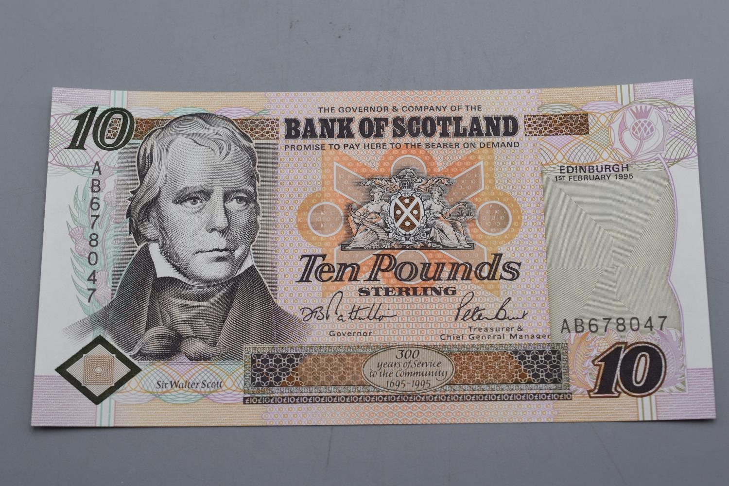 Bank of Scotland £10 Sterling Note Issued Edinburgh 1995 (AB678047)